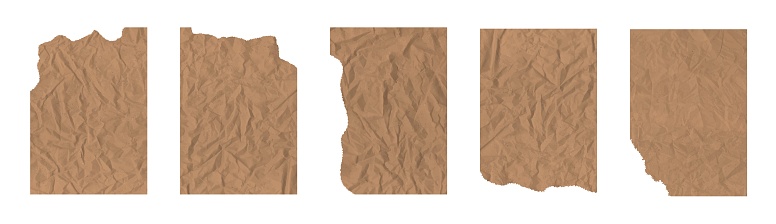 Crumble Paper Rip Set Of Torn And Crumple Paper Pieces Brown Grunge Jagged Cardboard ...