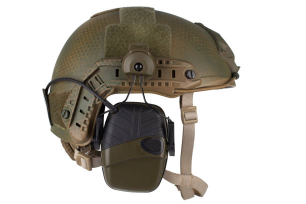 istock Night vision goggles on military helmet. 2152261566