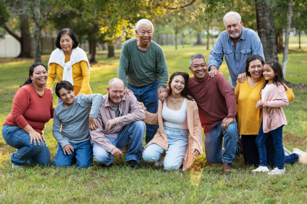 istock Multiracial extended family in back yard for group photo 2152269720