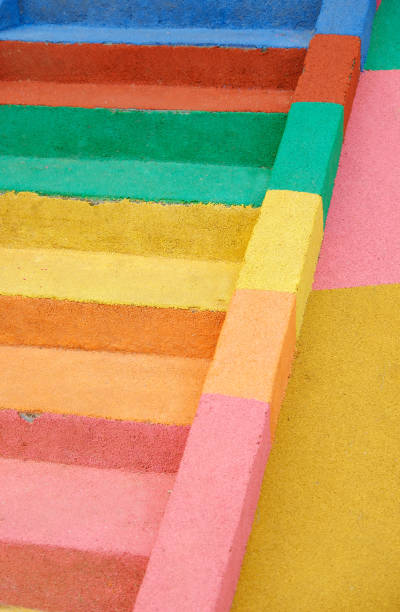 Rainbow painted street ladder