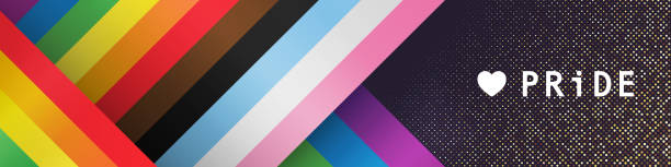 istock PRIDE month banner with colorful weaved pride color stripes and halftone glitter background for festival parades, parties, and social events. Vector illustration template. 2152272350