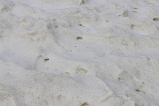 Sea foam splashes top view Summer vacation season.