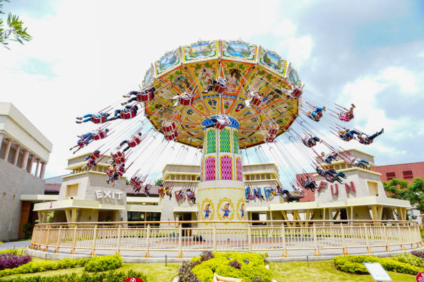 Rome, Italy - Sept 2017: Ferris wheel at Rainbow Magicland funfair