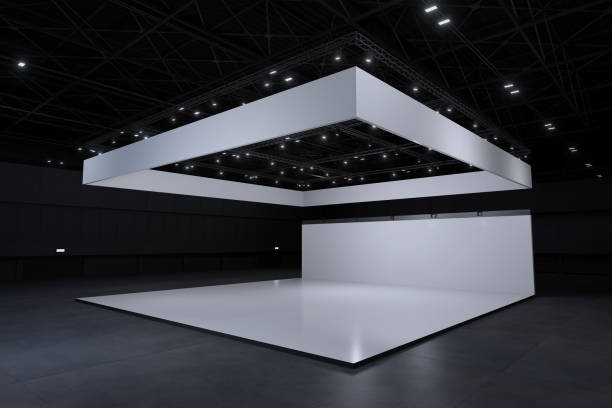 istock Exhibition stand for mockup and Corporate identity,Display design.Empty booth Design.Retail booth elements in Exhibition hall.booth Design trade show.Blank Booth system of Graphic Resources.3d Background for online Event,conference,live.3d render. 2152277624