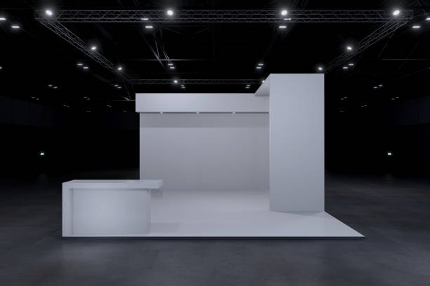 istock Exhibition stand for mockup and Corporate identity,Display design.Empty booth Design.Retail booth elements in Exhibition hall.booth Design trade show.Blank Booth system of Graphic Resources.3d Background for online Event,conference,live.3d render. 2152277640