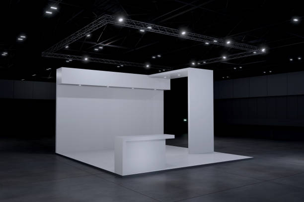istock Exhibition stand for mockup and Corporate identity,Display design.Empty booth Design.Retail booth elements in Exhibition hall.booth Design trade show.Blank Booth system of Graphic Resources.3d Background for online Event,conference,live.3d render. 2152277646