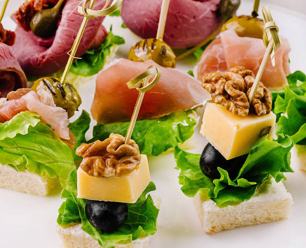 istock Gourmet canapes platter close up 2152284864