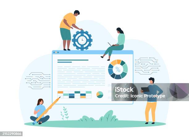 Data Analysis Integrated Ai Analytics Tiny People Analyze Statistics ...