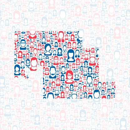 Ilustración de Condado De Okfuskee Oklahoma Mapa Con Personas Azules Y