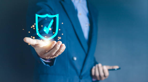 istock Safety quality management concept. Certified guarantee approval or Secure access system. identity proofing for security protection system 2152292621