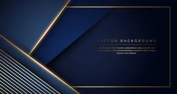 Dark blue purple and gold luxury line overlap layered abstract background, with lighting effect and sparkle with copy space for text Dark blue purple and gold luxury line overlap layered abstract background, with lighting effect and sparkle with copy space for text