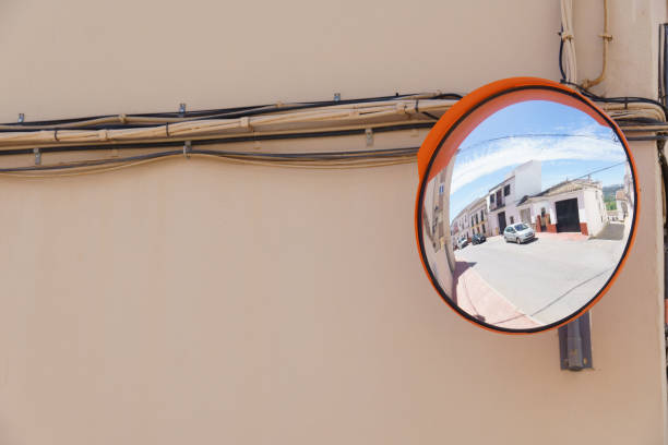 istock a traffic mirror on the facade of a building 2152295343