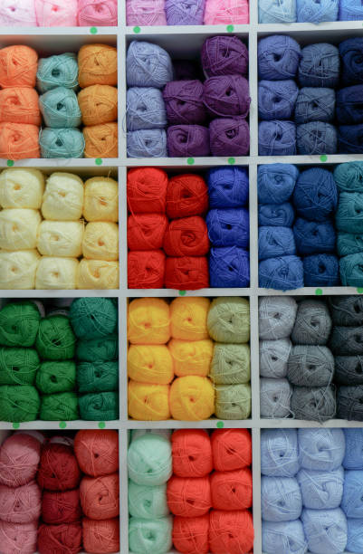 istock Colorful yarn and wool balls on display 2152295425