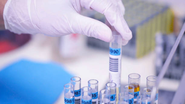 istock Labor assistant holds tube in Laboratory 2152296772