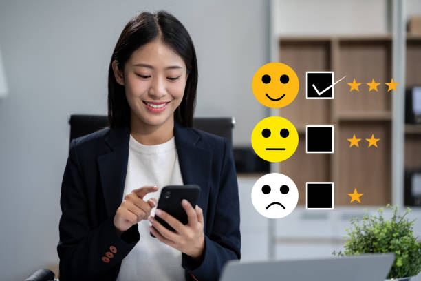 istock User give rating to service experience on online application smartphone. 2152307046
