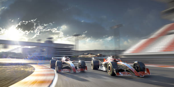 istock Racing Car Moving Fast On Race Track 2152308143