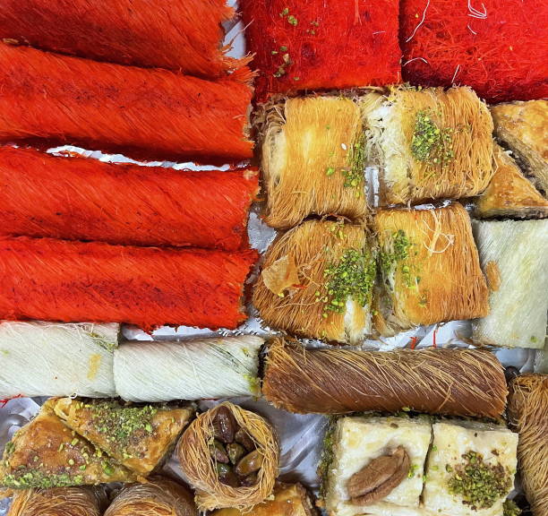 Assorted Middle Eastern Baklava Delights. A Colorful Array of Sweet, Nutty Pastries