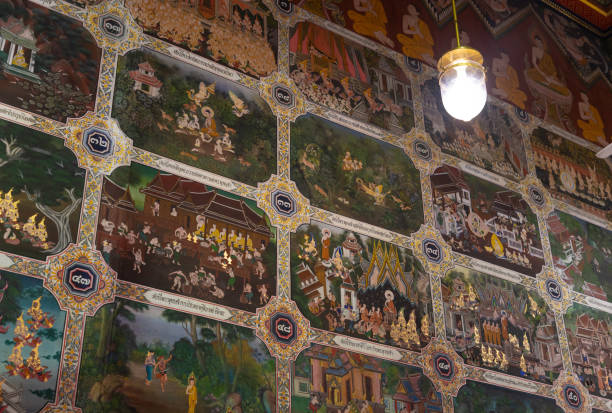 istock Wat Paknam Bhasicharoen Temple - Shrine Wall Illustrations 2152311443