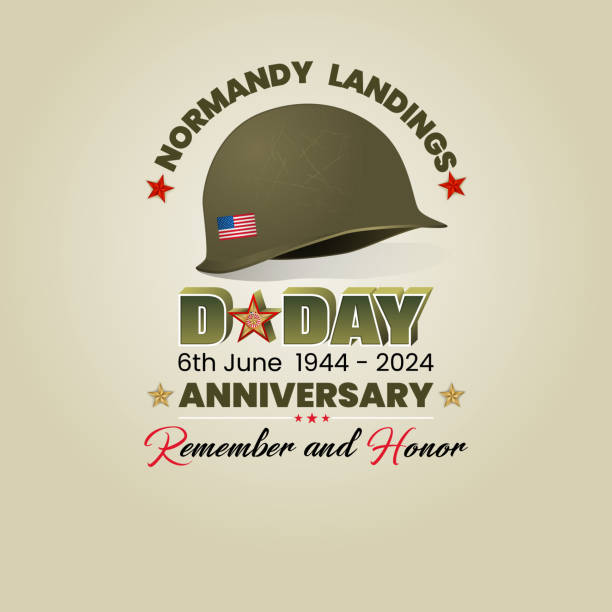 ilustraciones, imágenes clip art, dibujos animados e iconos de stock de american d-day, 80th anniversary celebration - casco militar