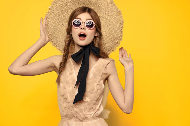 istock romantic lady in straw hat sunglasses model dress emotions 2152316224