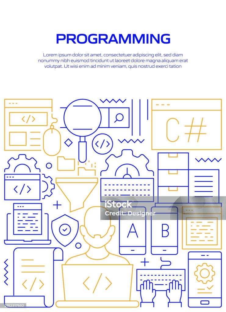 Ilustración de Programming Related Line Style Banner Design For Web ...