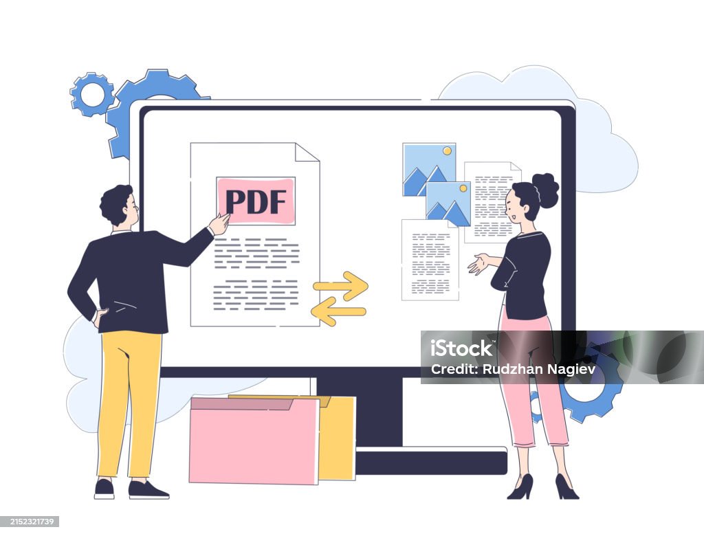 Pdf Convert Vector Simple Stock Illustration - Download Image Now ...