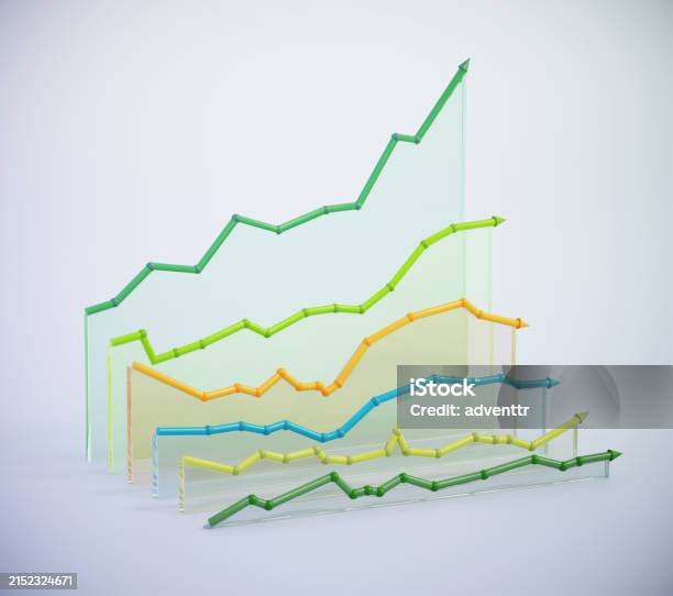 Colorful Threedimensional Line Graphs Representing Data Trends Over ...