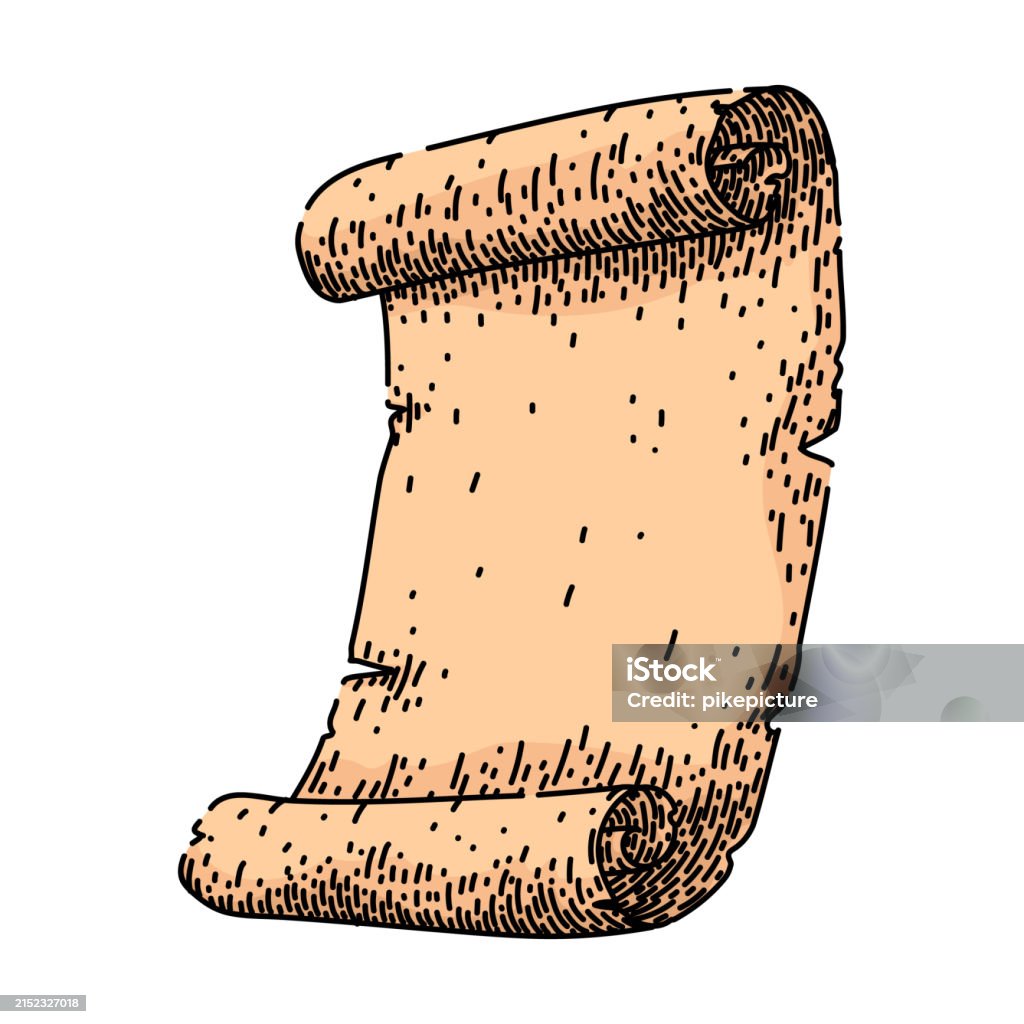 Vintage Scroll Paper Sketch Hand Drawn Vector Stock Illustration ...