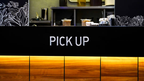 istock Pick up sign for coffee taking sign on the table 2152333341