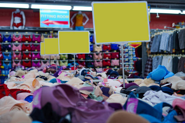 Yellow board frame can be used for discount mockup in clothing sales area