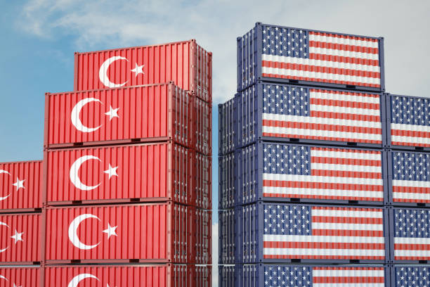 istock Turkish and American Trade Concept with Import and Export Cargo Container 2152337085
