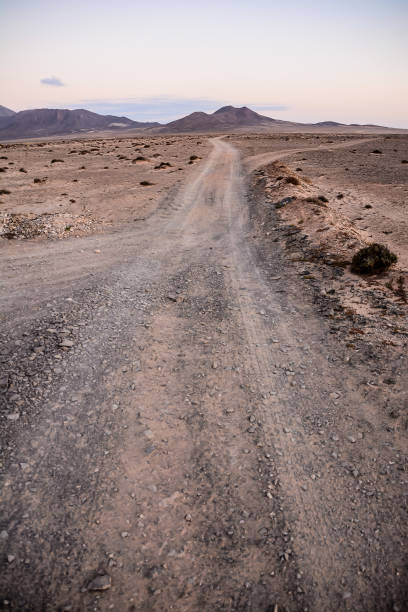istock A dirt road in a desert with a mountain in the background 2152337442