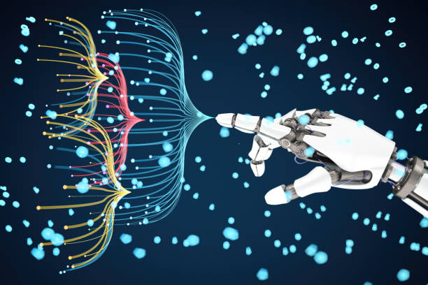 istock Robot's Hand Pointing a Glowing Hierarchical Hologram 2152339248