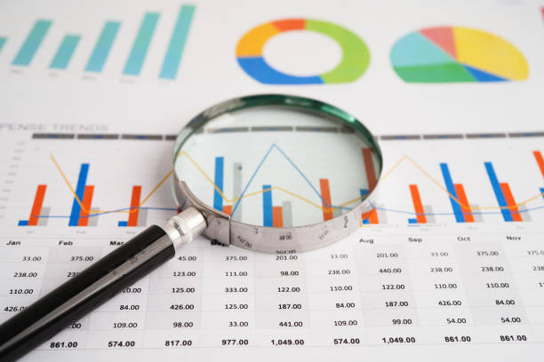 istock Magnifying glass on charts graphs paper. Financial development, Banking Account, Statistics, Investment Analytic research data economy. 2152340251
