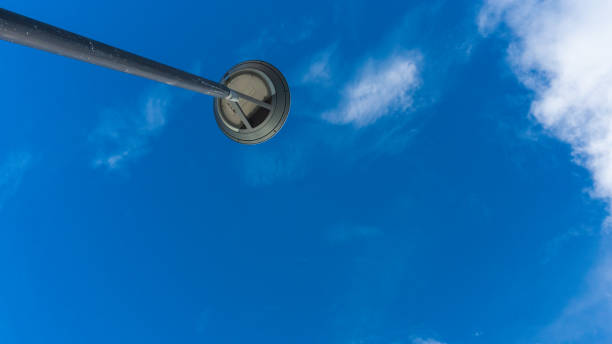 istock Garden lamp powered by solar energy with blue sky backdrop 2152343719