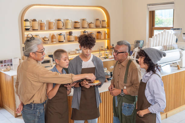 istock Coffee shop , senior , owner , trainee , bakery 2152345274