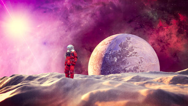 istock Astronaut on an unexplored planet, conquering new worlds, exoplanets 2152346829