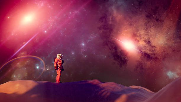 istock Astronaut on an unexplored planet, conquering new worlds, exoplanets 2152346842