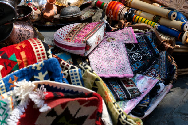 istock Some vintage styled colorful fabric pockets for sale 2152347852