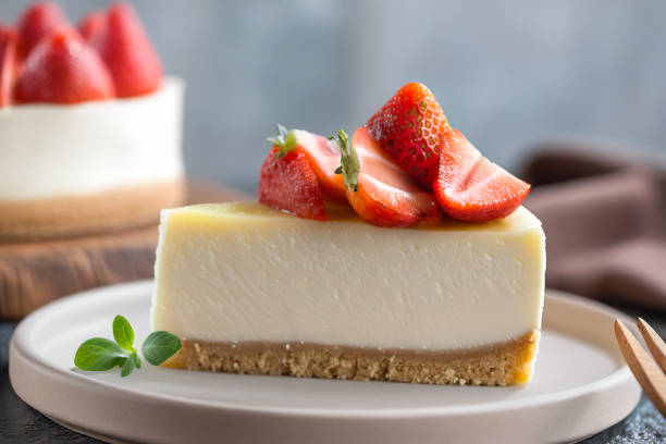 Slice of strawberry cheesecake