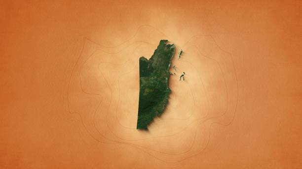The video showcases an animation of a realistic map of Belize set against a brown vintage paper background. It utilizes a zooming effect, allowing viewers to closely examine the continent, revealing its geographical features and details.