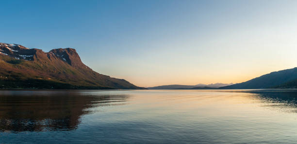 Narvik bay in norway at sunset