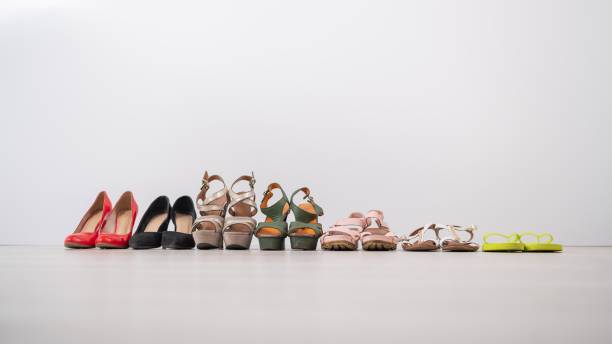 istock A range of diverse women's summer shoes on a white background. 2152366441