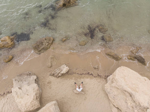 istock Man enjoy beautiful view at sea on overcast day 2152368222