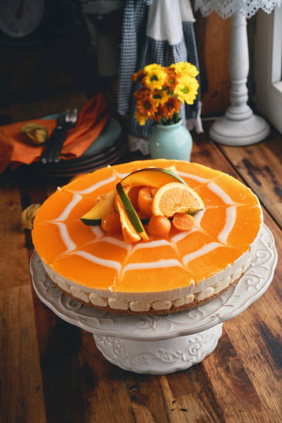 istock Creamy Orange Cheesecake with Whipped Cream 2152369386