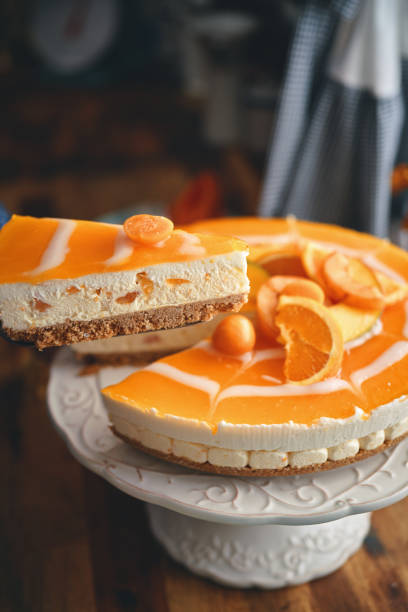 istock Creamy Orange Cheesecake with Whipped Cream 2152369407