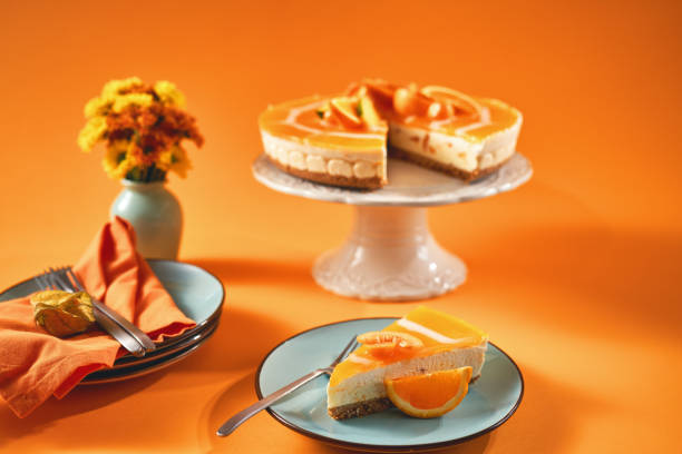 istock Creamy Orange Cheesecake with Whipped Cream 2152369410