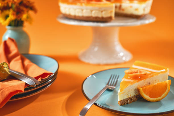 istock Creamy Orange Cheesecake with Whipped Cream 2152369415