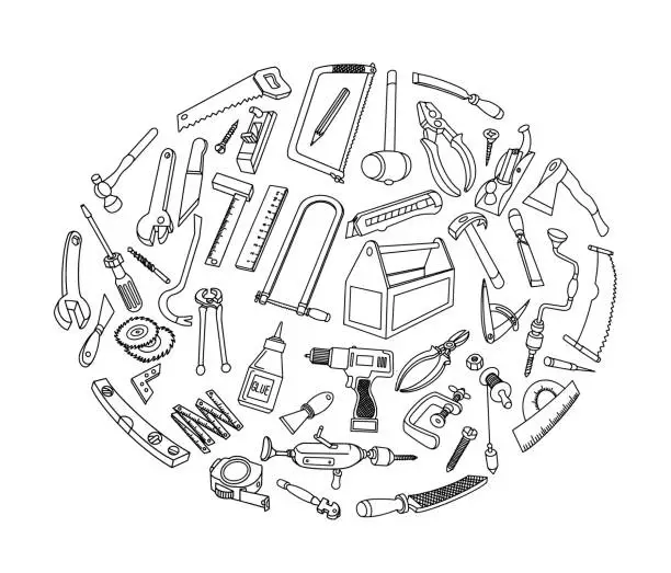 Hand tools graphics.ai Royalty Free Stock SVG Vector