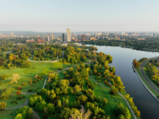istock Flying over rideau river in Ottawa at sunset 2152372609